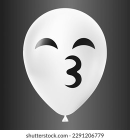 Halloween white balloon illustration with scary and funny face isolated on dark background