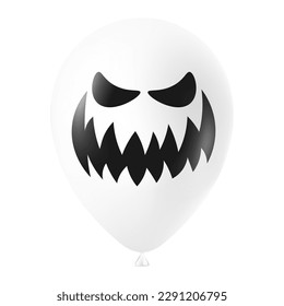 Halloween white balloon illustration with scary and funny face