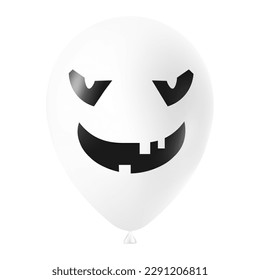Halloween white balloon illustration with scary and funny face