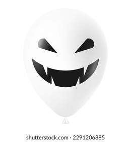 Halloween white balloon illustration with scary and funny face