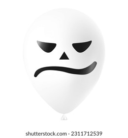 Halloween white balloon illustration with scary and funny face