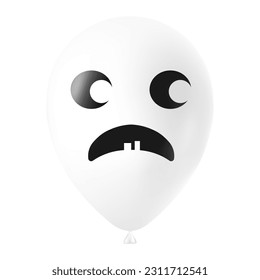 Halloween white balloon illustration with scary and funny face