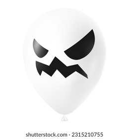 Halloween white balloon illustration with scary and funny face