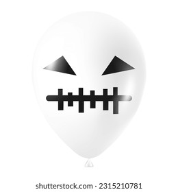 Halloween white balloon illustration with scary and funny face