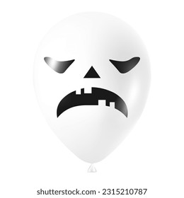Halloween white balloon illustration with scary and funny face