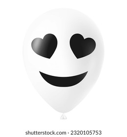 Halloween white balloon illustration with scary and funny face