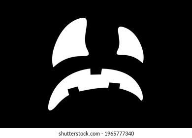 Halloween, weiße Gesicht Emotion, Vektorgrafik einzeln auf schwarzem Hintergrund. Druck für T-Shirts oder Hintergründe, Tapete, Bilder usw. Vektorgrafik EPS10