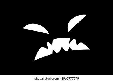 Halloween white face emotion vector illustration isolated on black background. Print for t-shirts or backgrounds, wallpaper, pictures etc. Vector EPS 10