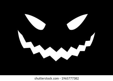 Halloween white face emotion vector illustration isolated on black background. Print for t-shirts or backgrounds, wallpaper, pictures etc. Vector EPS 10