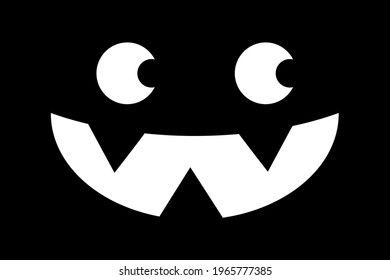 Halloween white face emotion vector illustration isolated on black background. Print for t-shirts or backgrounds, wallpaper, pictures etc. Vector EPS 10