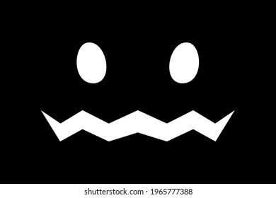 Halloween white face emotion vector illustration isolated on black background. Print for t-shirts or backgrounds, wallpaper, pictures etc. Vector EPS 10
