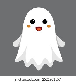 Halloween white ghost vector and illustration