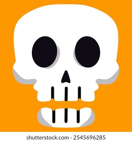 Halloween White Human Skull Isolated - White human skull. Isolated on Orange background. with a Halloween theme.