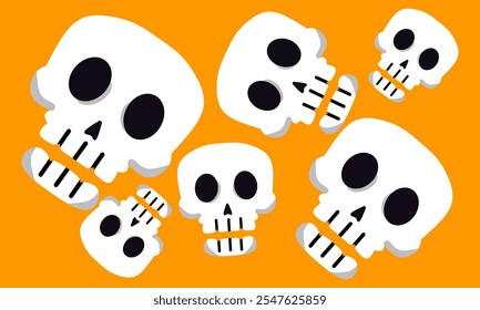 Halloween White Human Skull Isolated - White human skull. Isolated on Orange background. with a Halloween theme.