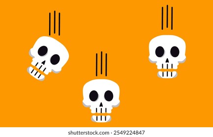 Halloween White Human Skull Isolated - White human skull. Isolated on Orange background. with a Halloween theme.