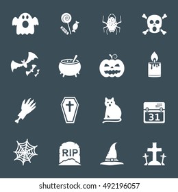 Halloween white icons set