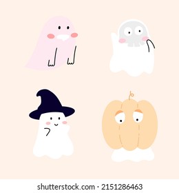 Halloween white little ghost character