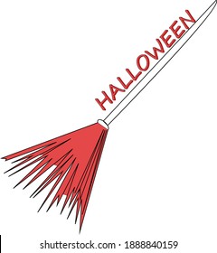 halloween white and red broom vector isolated element