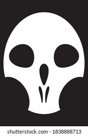 Halloween white skull on black background