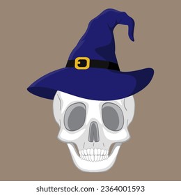 Halloween White Skull on dark background. Happy Halloween poster