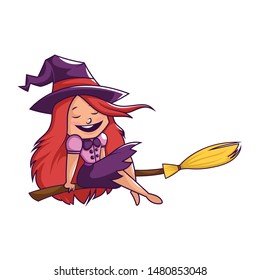 Halloween Witch Background. Vector Illustration Isolated On White Background