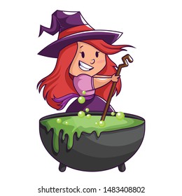 Halloween Witch Background. Vector Illustration Isolated On White Background