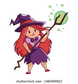 Halloween Witch Background. Vector Illustration Isolated On White Background