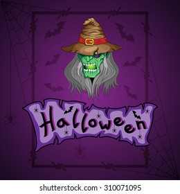 Halloween Witch background.Vector illustration.Eps 10.