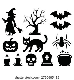 Velas de caldeirão de crânio de abóbora de morcego bruxa Halloween