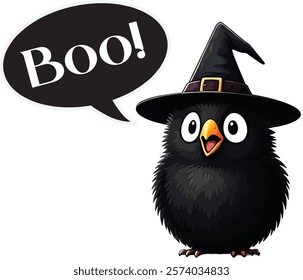 halloween witch bird says boo!