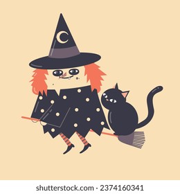Halloween Witch with black cat