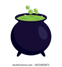 Witch Cauldron Bubbling Green Liquid Isolated Stock Vector (Royalty ...