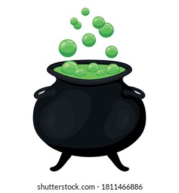 Witch Cauldron Bubbling Green Liquid Isolated Stock Vector (Royalty ...