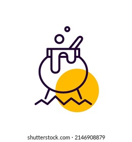 Halloween witch brew pot magical cauldron. Pixel perfect, editable stroke colorful line icon