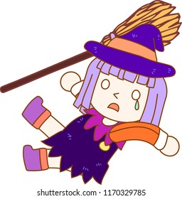 Halloween witch with a broom