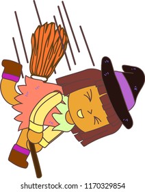 Halloween witch with a broom