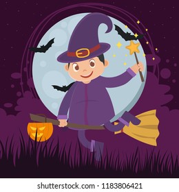 a halloween witch with the broom