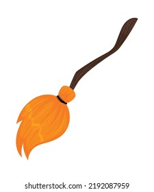 Halloween Witch Broom Icon Isolated