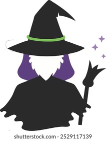 halloween witch with a broom illustration