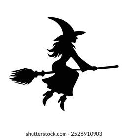 Halloween Witch with broom isolated on white background