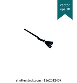 Halloween, witch broom symbol vector icon