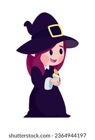 halloween witch with candle isolated icon