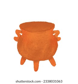 Halloween witch cartoon cauldron with green bubbling witch brew in it