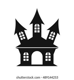 Halloween or witch castle icon in simple style on a white background vector illustration