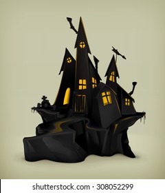 Halloween, witch castle vector silhouette