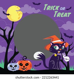 Halloween Witch Cat Twibbon Vector