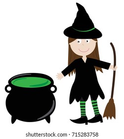 Halloween Witch and Cauldron