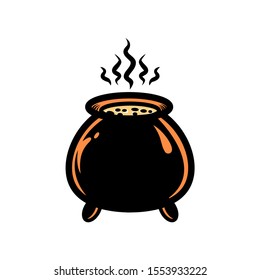 Halloween witch cauldron icon vector illustration
