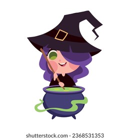 halloween witch and cauldron isolated icon
