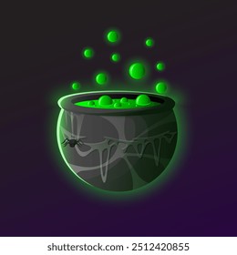 Halloween Witch Cauldron Lit Vector Illustration